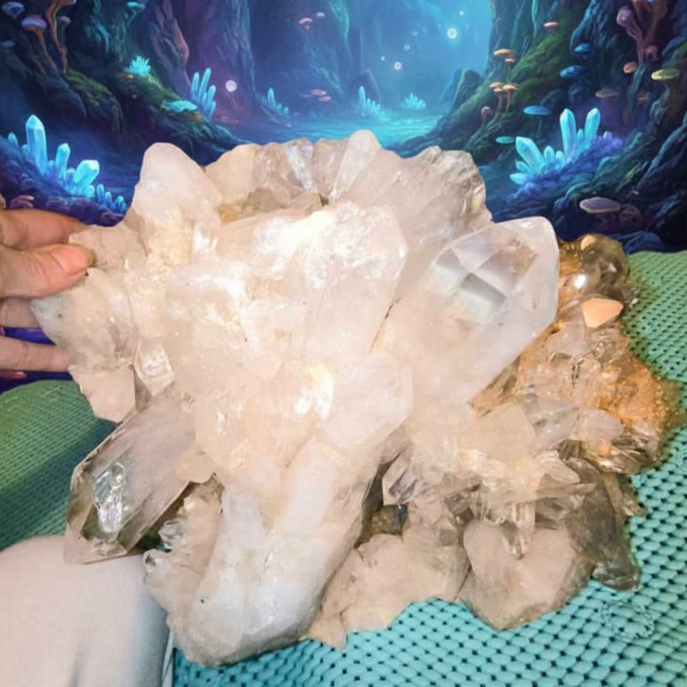 Luminous Quartz Crystal Cluster Decor